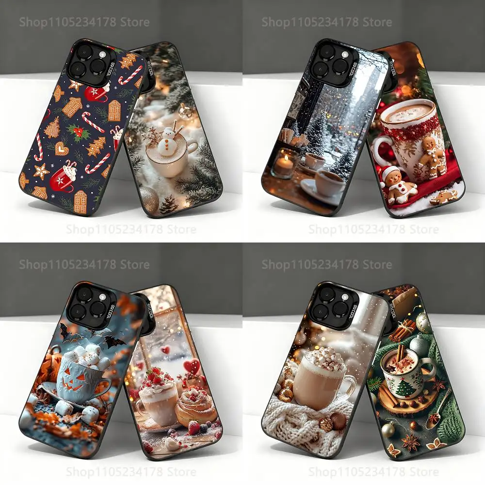 

Christmas Art winter Coffee Phone Case For iPhone 17,16,15,14,13,12,11,Pro,Max,Plus,E,Air,Mini Black Tpu IMD Cover