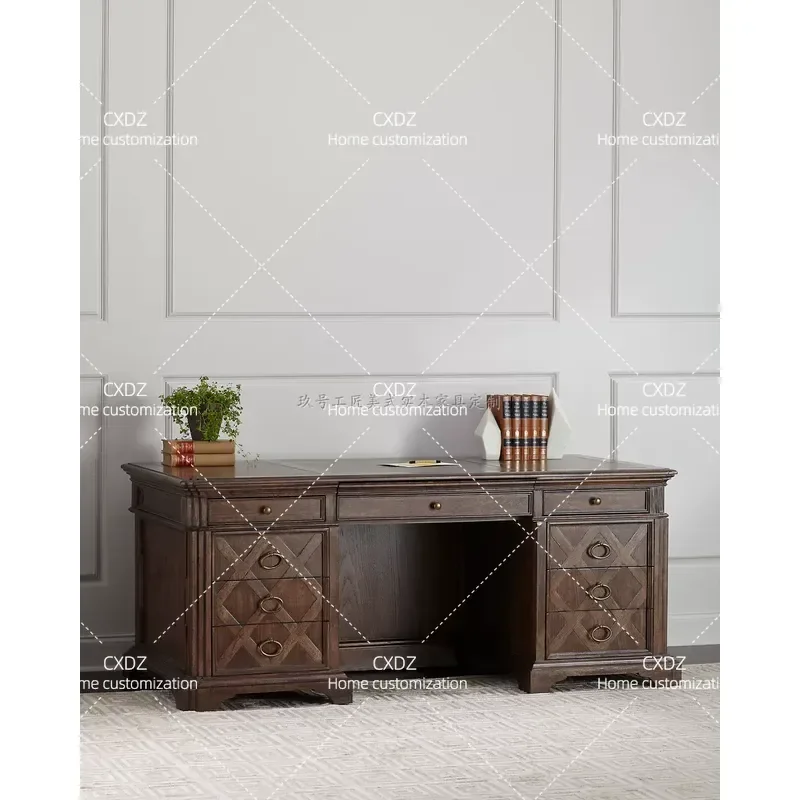 Classical Retro All Solid Wood Study Desk Writing Computer Table Custom Made