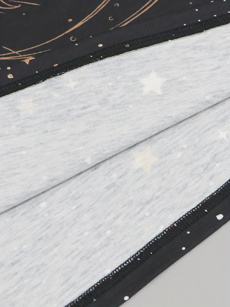 New Entry Women's Casual Resort Fun Sun and Moon Positioning Printed Short Sleeve T-Shirt