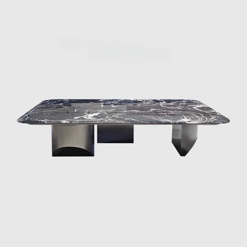 

ls 04 Italian minimalist coffee table marble native texture desktop stainless steel table legs light luxury villa