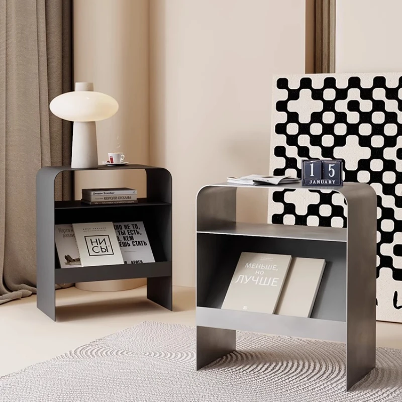 Luxury Metal Living Room Magazine Rack Modern Side Table with Storage Coffee Tables Multi-Functional Nightstand and Accent Table
