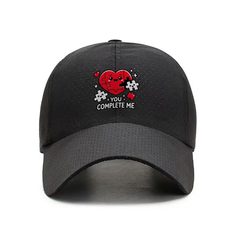 You Complete Me Heart Puzzle Quick Dry Baseball Cap Adjustable Lightweight Running Hat for Men Women
