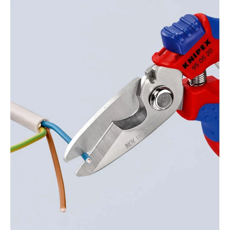 KNIPEX 95 05 20 SB Stainless Steel Diagonal Electrician's Cutter, Two-Component Material Coating, 160 mm
