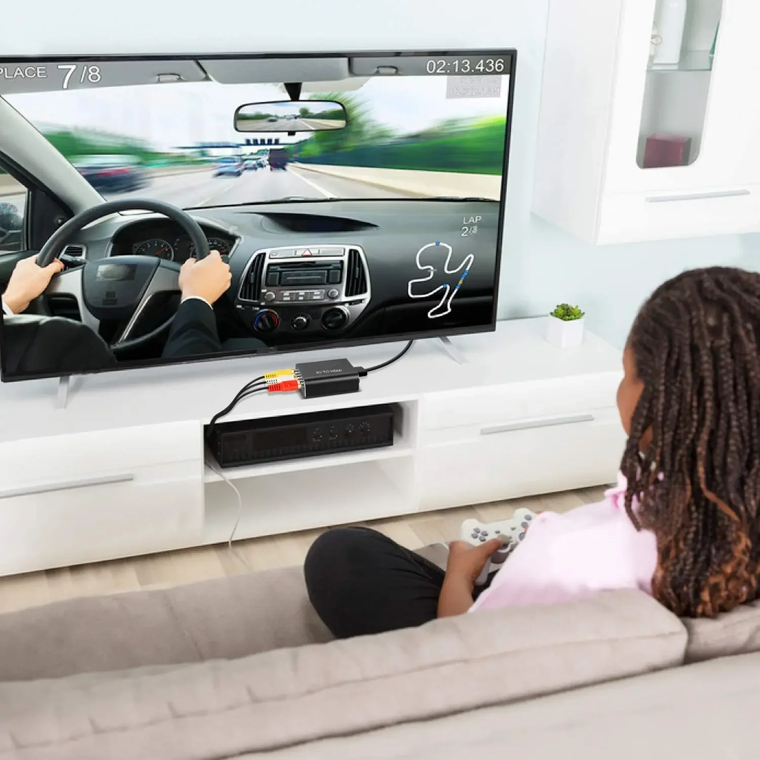 RCA AV to HDMI 컨버터, 고품질 HD 1080P CVBS AV to HDMI 비디오 컨버터, AV2HDMI 어댑터, TV Xbox PS4 PC DVD 프로젝터용