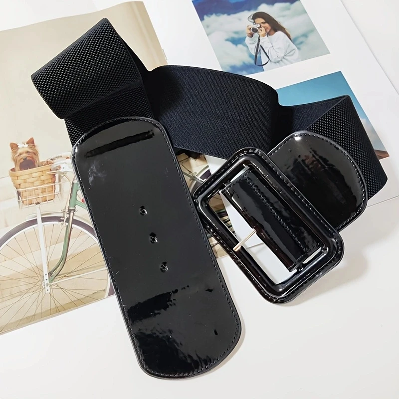 Bright Candy สีเข็มขัดกว้าง Stylish Square PIN BUCKLE Elegant PU เข็มขัดคลาสสิกตกแต่งชุดเสื้อ Girdle สําหรับผู้หญิง
