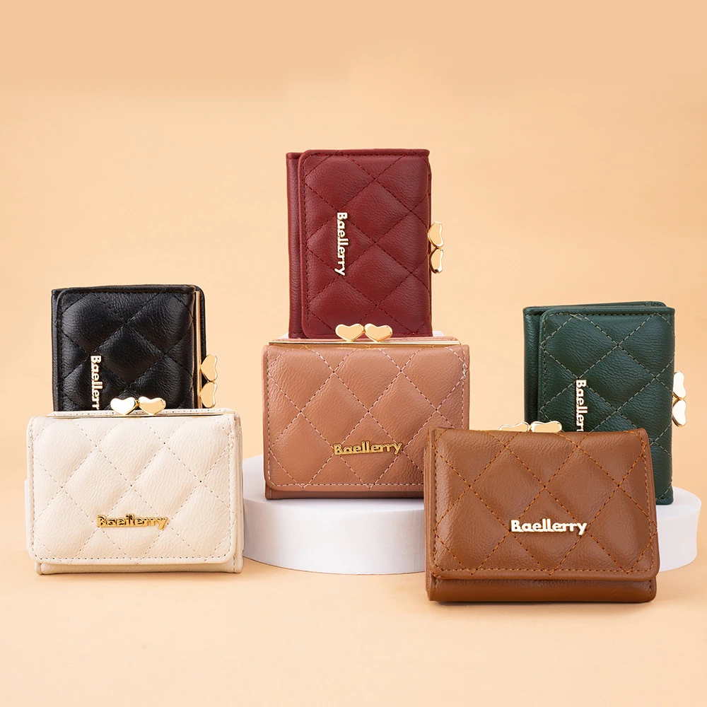 Baellerry-محفظة جلدية للنساء ، حاملات بطاقات ، غلق بمشبك على شكل قلب ، محفظة عملات معدنية ، أنثى ، قصيرة ، مشبك نقود ، صغير ، أبيض #2