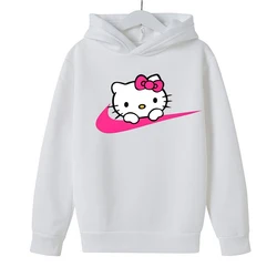 MINISO Pattern Hoodie Cute Cartoon hello kitty clothes Kids Girls Fashion Clothing Casual Sweatshirt Spring And Autumn Pullovers