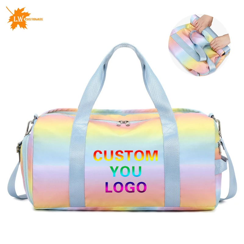 Customized travel bag logo women's yoga fitness bag diagonal cross bag folding luggage bag printed name pattern