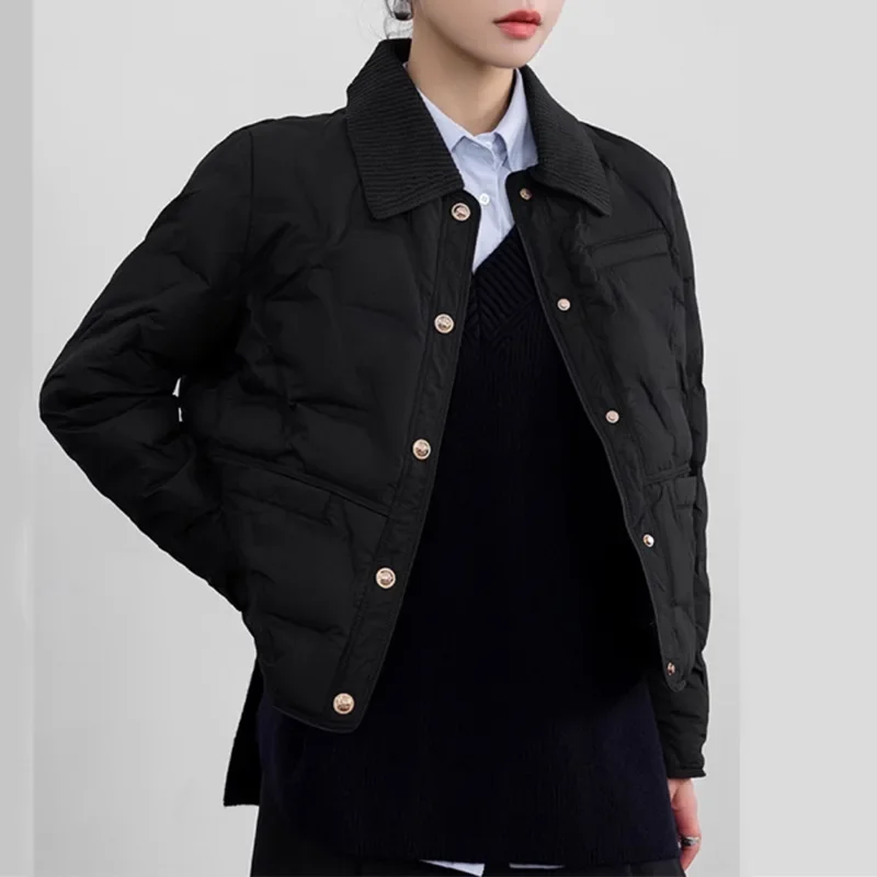 Abbigliamento da donna Autunno Inverno Top Giacca Piumino Anatra Corto Sottile Caldo Addensare Personalizzato Confortevole Morbido Nicchia Versatile