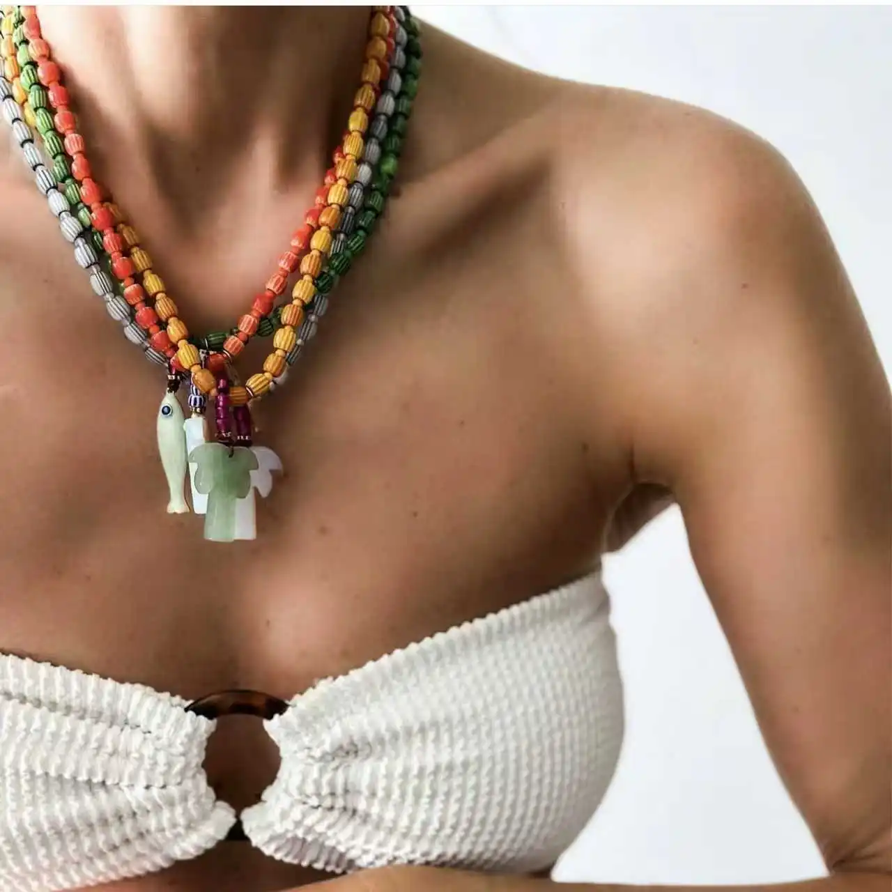 أزياء رائعة الصيف العصرية مجوهرات اكسسوارات السيراميك الخرز اليدوية الحجر الطبيعي شجرة العقيق قلادة قلادة