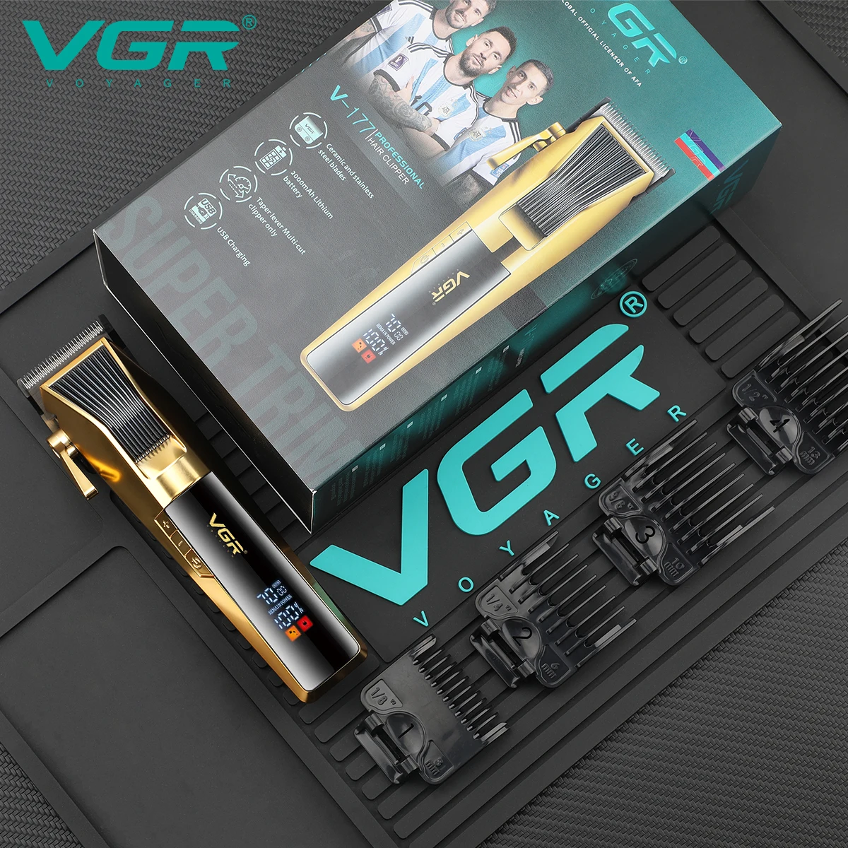 VGR 177 หัวน้ํามันแกะสลักไฟฟ้า PUSH Clipper USB ชาร์จผม Trimmer โลหะ LCD ไฟฟ้าปรับผม Clipper