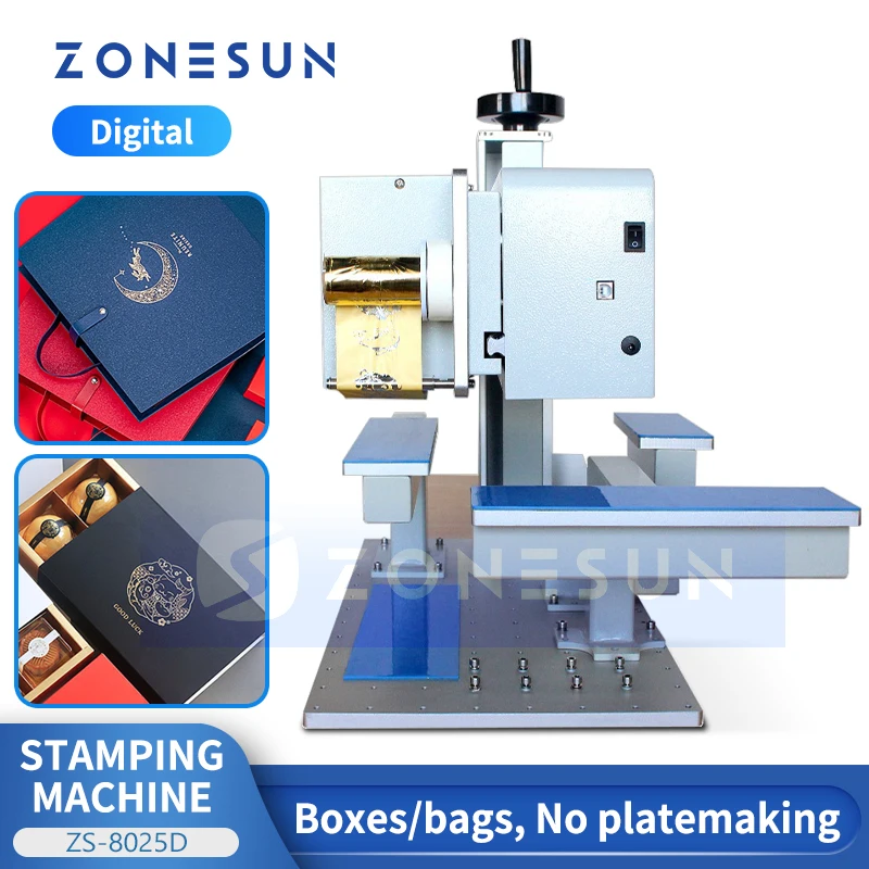 ZONESUN Digital Foil Printing Machine for Box Bag Paper Hollow Packs No Platemaking Stamping Press ZS-8025D