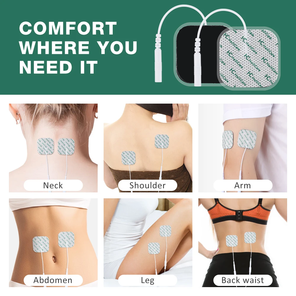 10-200PCS Reusable TENS Ems Nerve Muscle Stimulator Electrode Pad Electrode Physiotherapy Machine 2mm For Therapy Massager 4*4cm