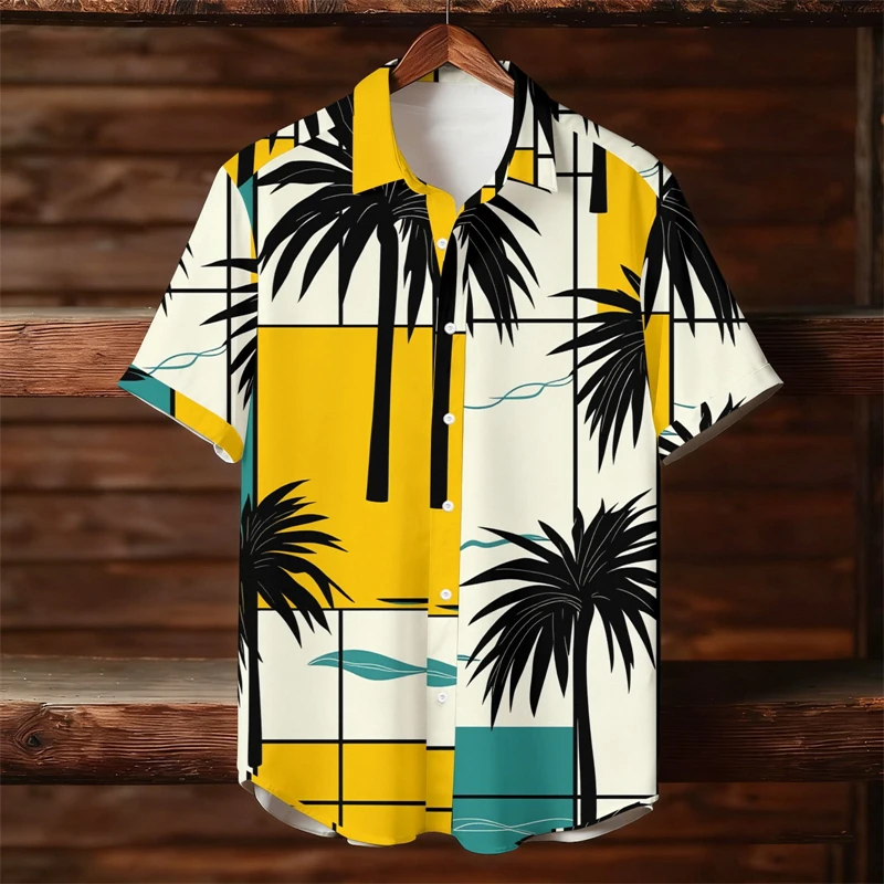 Hawaiian Shirt Men Beach Shirts Summer Casual Short Sleeve Button Down Shirt Tropical Leaf Floral 2026 New Unisex Summer Camisas