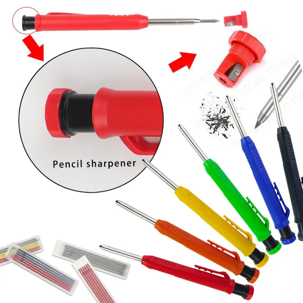 

Solid Carpenter Pencil Set Mechanical Pencil 3 Colors Refill Carpentry Marking Scriber Construction Hand Tools Woodworking Tools