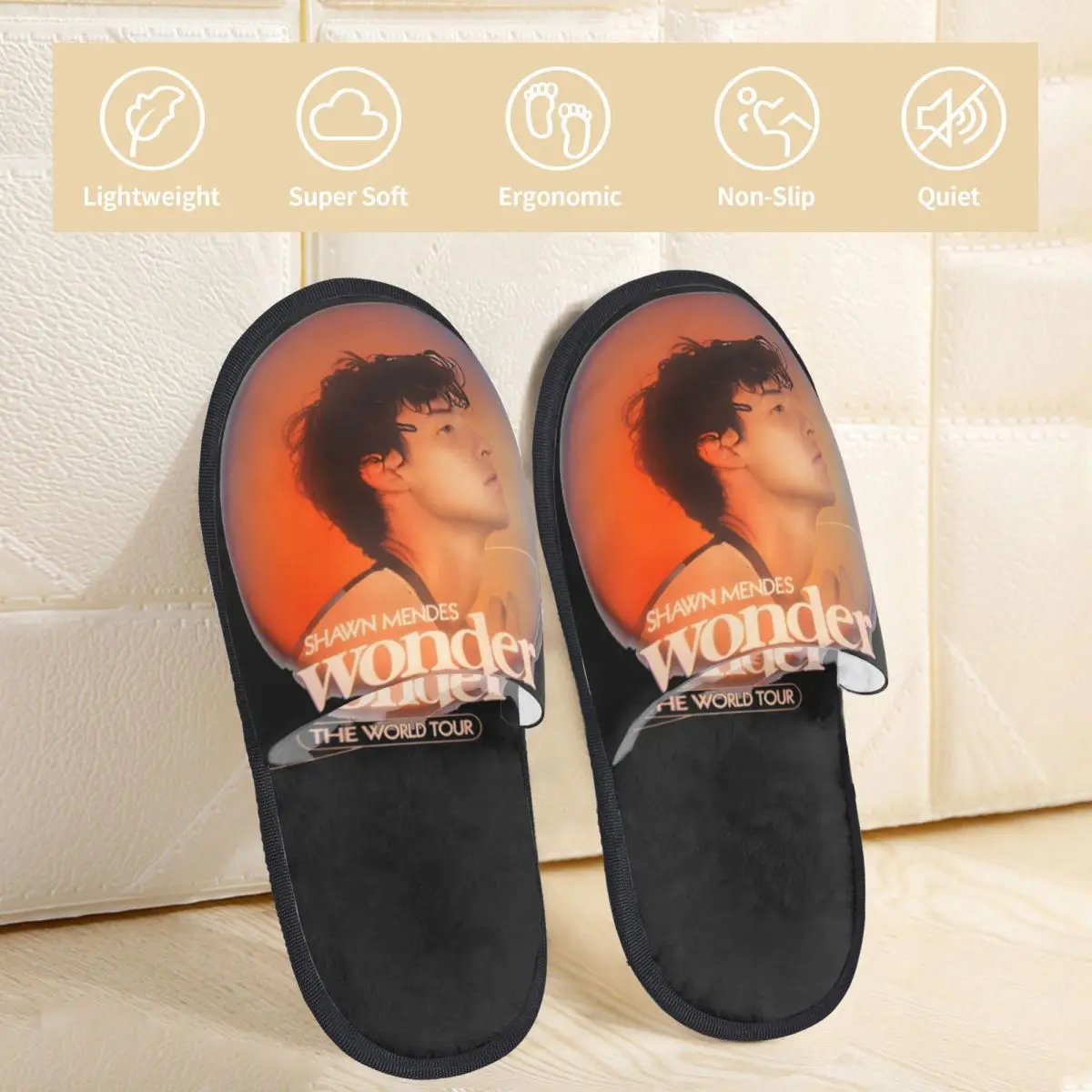 Shawn Mendes Singer House Cotton Slippers Living Room Rock Music Album Cozy Memory Foam Slippers Anti-skid