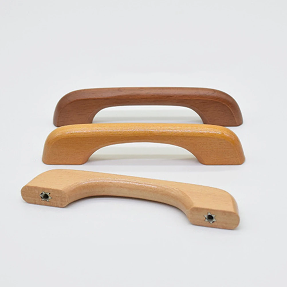 

5pcs Wood Pull Handle Coffee Color Smooth Cabinet Drawer Wardrobe Door Knobs Furniture Decor Simple Design