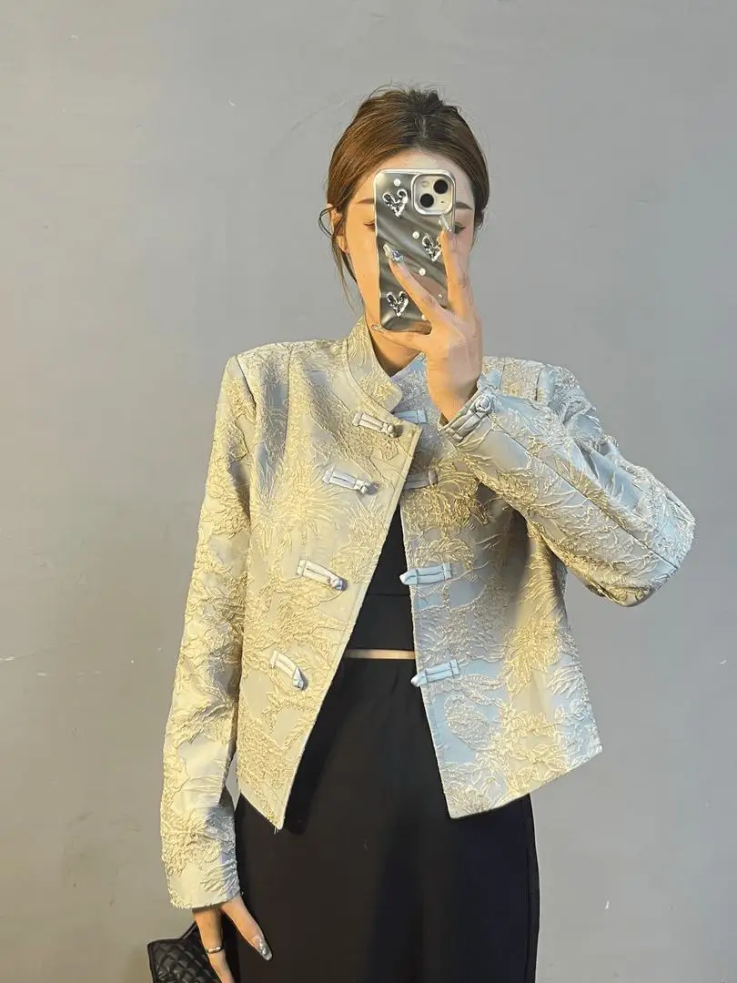 New Chinese Style Long Sleeve Button up Casual Top for Women Spring Fashionable Age Reducing Spicy Girl Coat Elegant