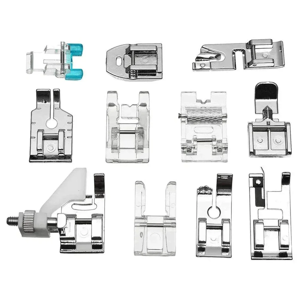 11Pcs Snap-On Presser Feet Kit for Low Shank Sewing Machines - Universal Sewing Machine Accessories Set for Home & DIY Use
