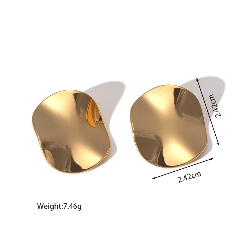 European and American Instagram style new niche square pleated design women\'s stainless steel earrings