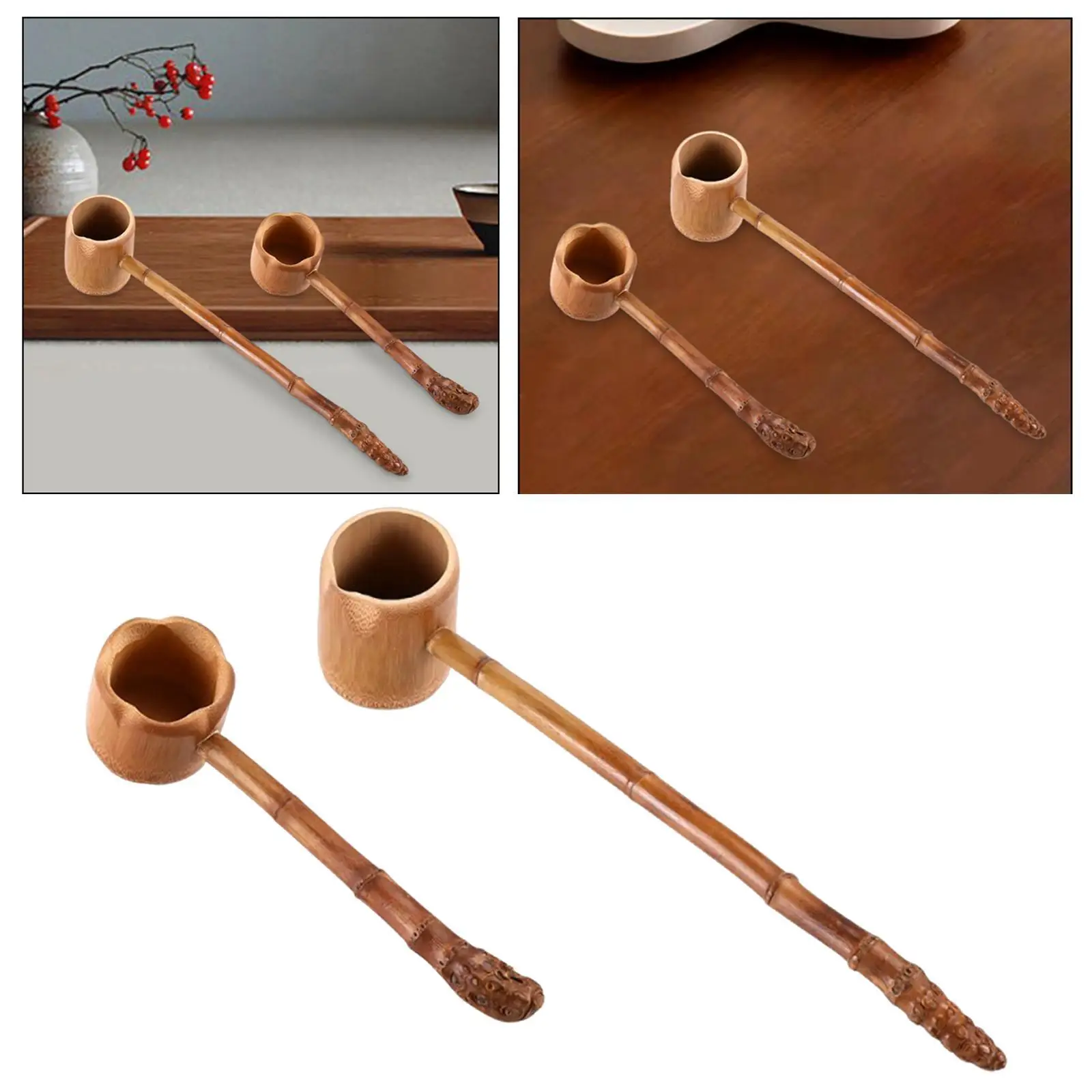 Bamboo Water Spoon Long Handle Tea Measuring Scoop Creative Kitchen Utensil Wooden Tea Ladle for Tea Ceremony Serving