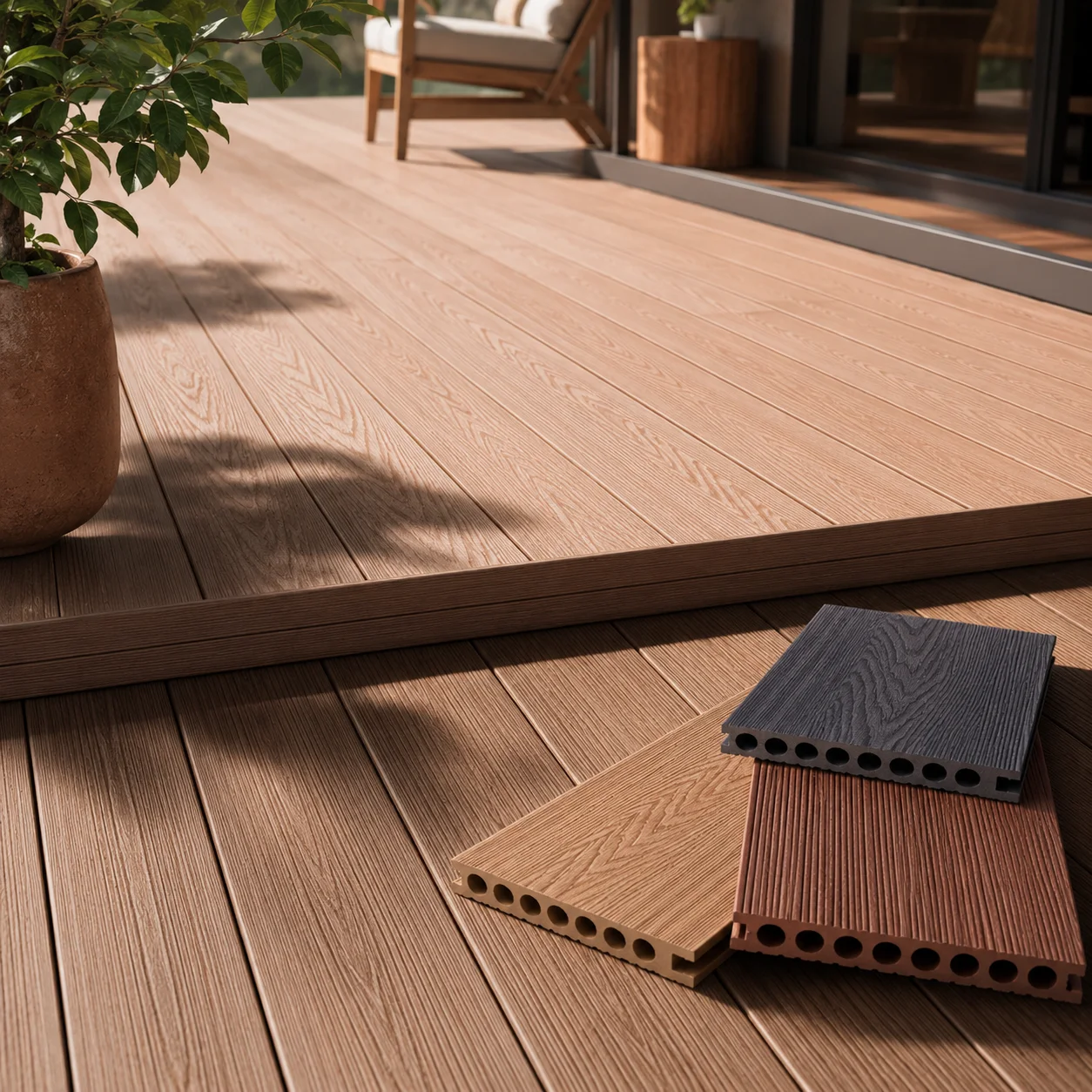 Tarima de WPC para Balcón, Suelo Compuesto para Exteriores, Resistente al Agua, Tablero de Madera y Plástico para Jardín, Patio, Terraza, Piscina, Privacidad