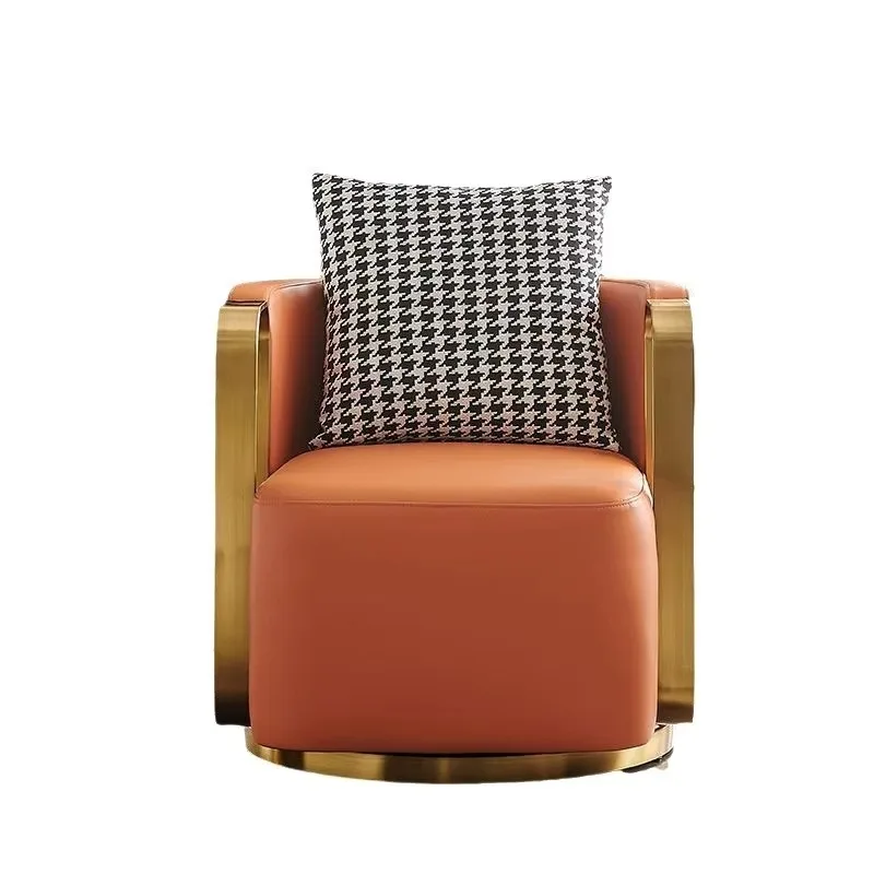 Luxury Modern Minimalist Leather Single Sofa Chair Nordic Rotatable Lazy Tufted Design for Living Room Bedroom Apartment Dining