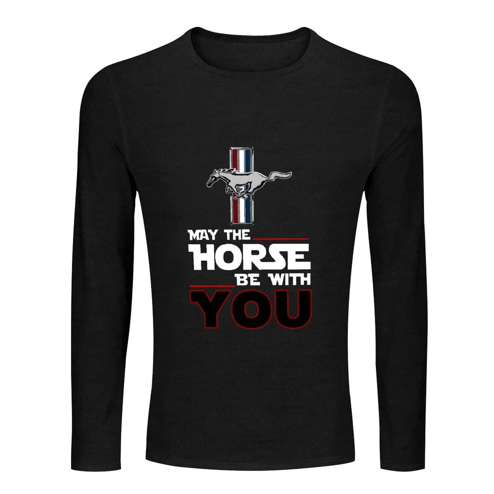 May the Horse Be with You Mustang Long T-Shirt boys white t shirts plus size tops Blouse mens clothing