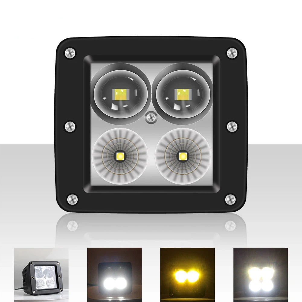 

2pcs 3inch 24W Led Work Light Spot Flood Fog Lamp Signal Light Amber/Red/Blue/Green Neon Decoration Off-road Driving for ATV SUV