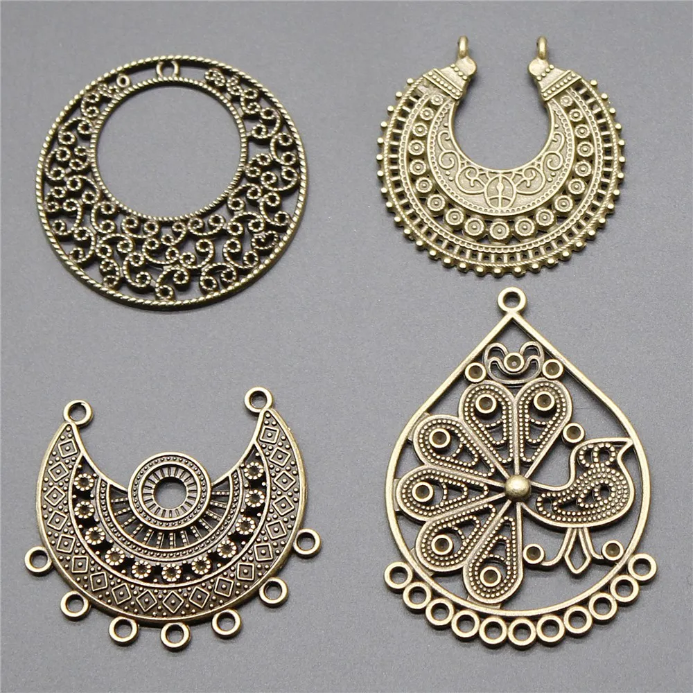 4pcs Earrings Connector Antique Bronze Color Earrings Connector Pendant Charms Earrings Connector Earring Making