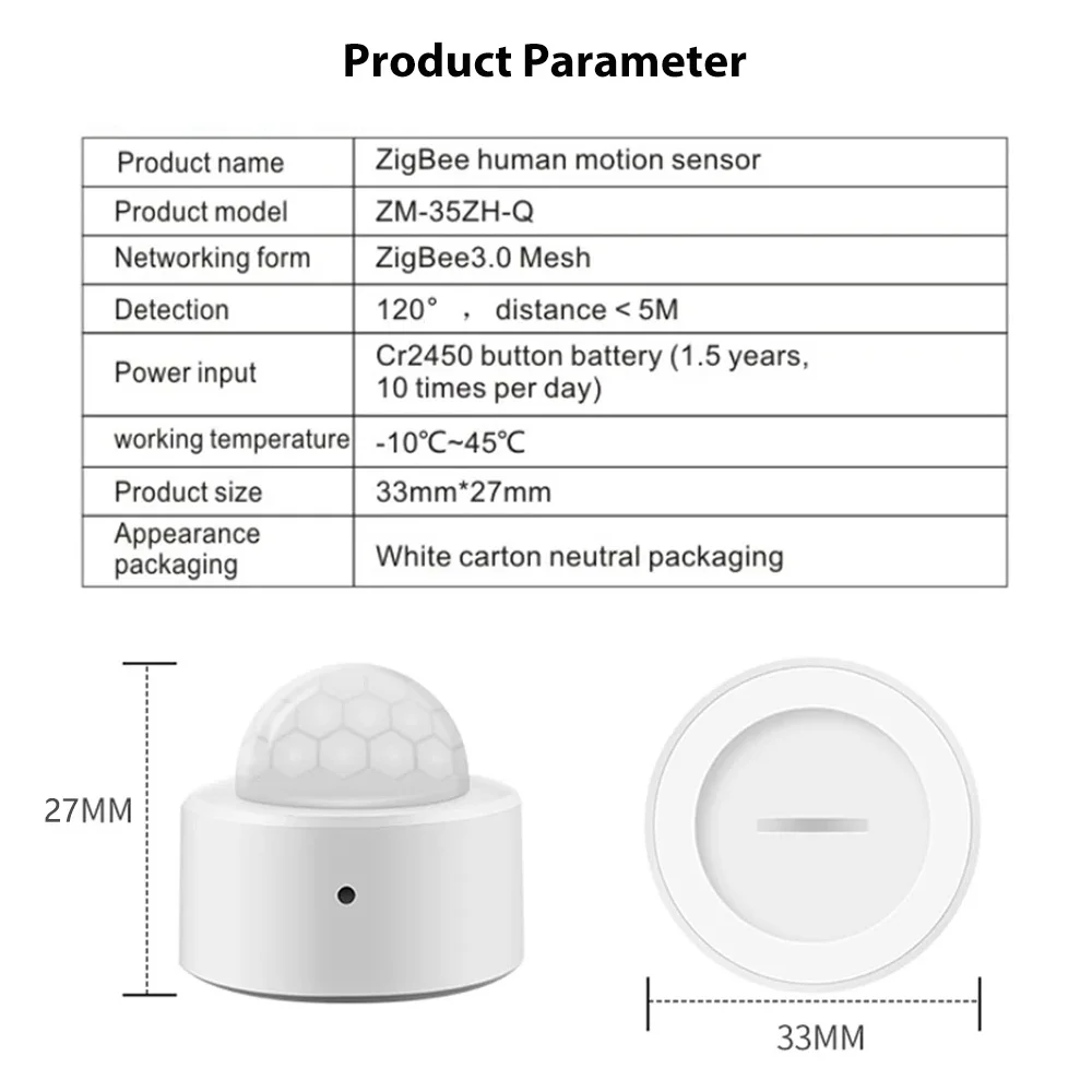 Датчик движения Zigbee 3,0 с пассивным инфракрасным датчиком движения человеческого тела, беспроводной детектор, умный дом Tuya Smart Life App