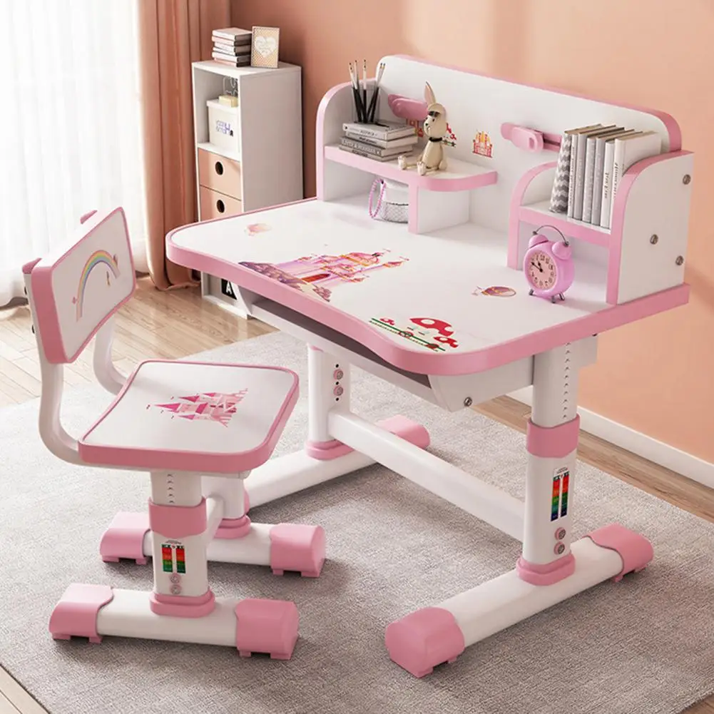 Set da scrivania e sedia funzionale per bambini. Sedia da scrivania ergonomica. Set di sedie da tavolo per studio scolastico per bambini regolabili in altezza