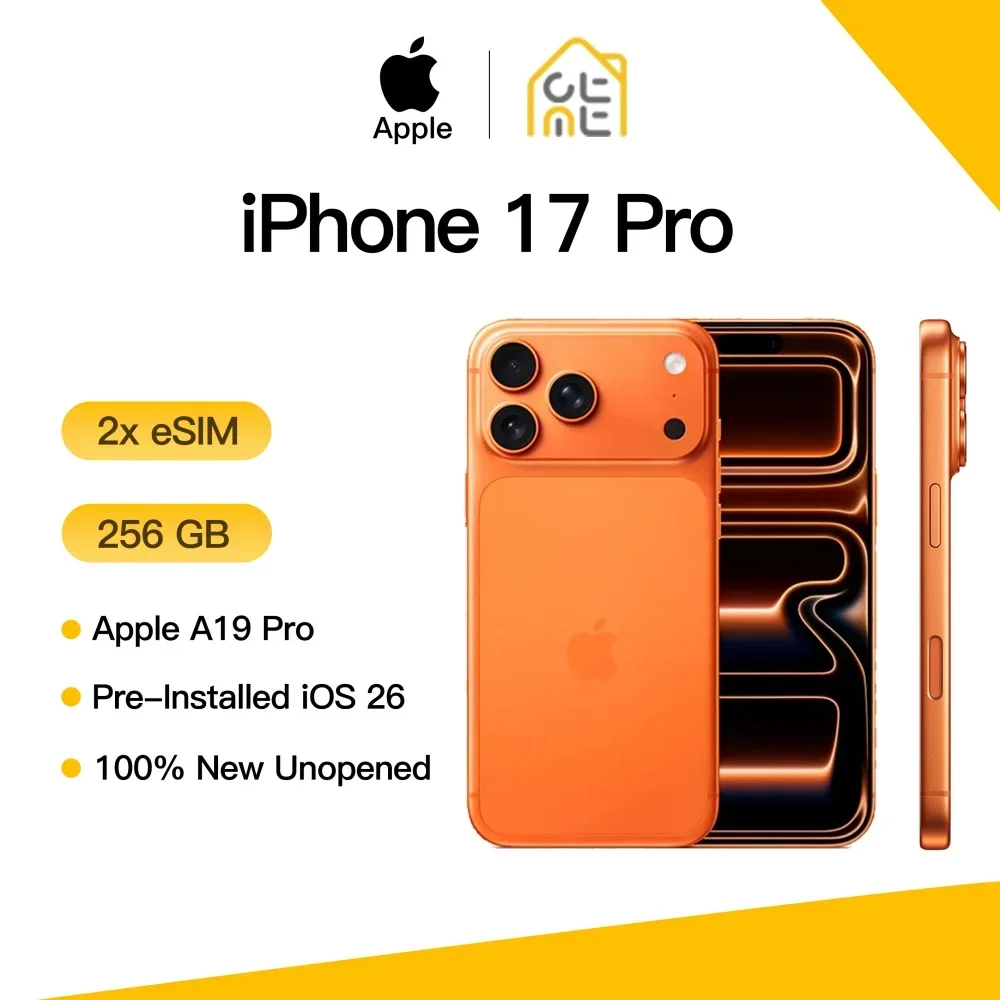 Apple iPhone 17 Pro 256GB Original New Unlocked Dual ESIM Version 120Hz 6.3' OLED A19 Pro 5G iOS 26 No Physical Nano SIM Tray