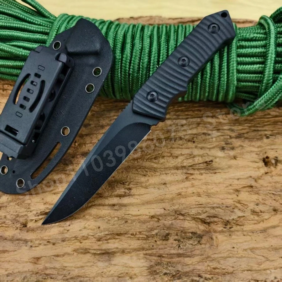

Z0160 Black Straight Knife 7Cr13Mov Blade G10 Handle Tactical Defense Pocket EDC Camping Knife Tool Practical Cutting Knife