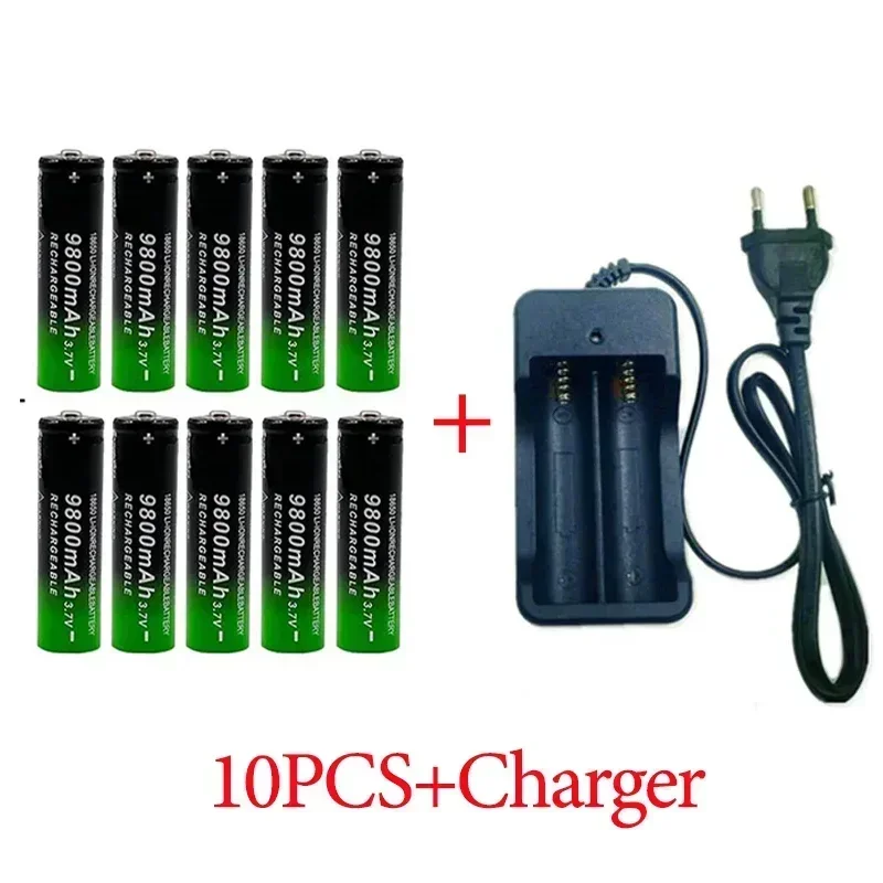 18650Battery Rechargeable Battery Best-selling 3.7V9800mAh+Charger Capacity Li-ionRechargeableBattery for Screwdriver Calculator