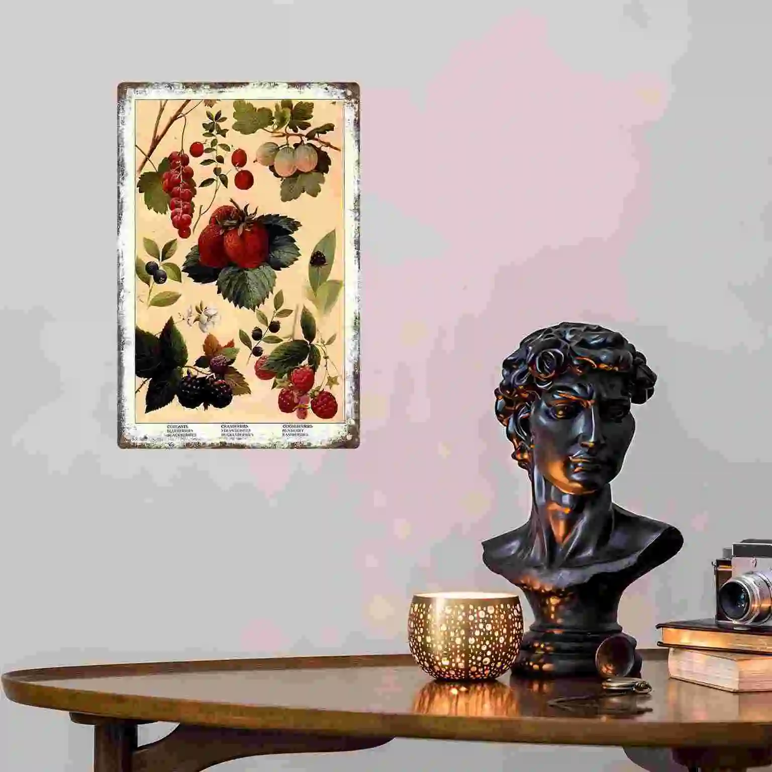 2D FLAT 1pc Vintage Fruit and Berry Botanical Wall Poster Decoration for Home Cafe Kitchen Bedroom Porch And Garden view 3