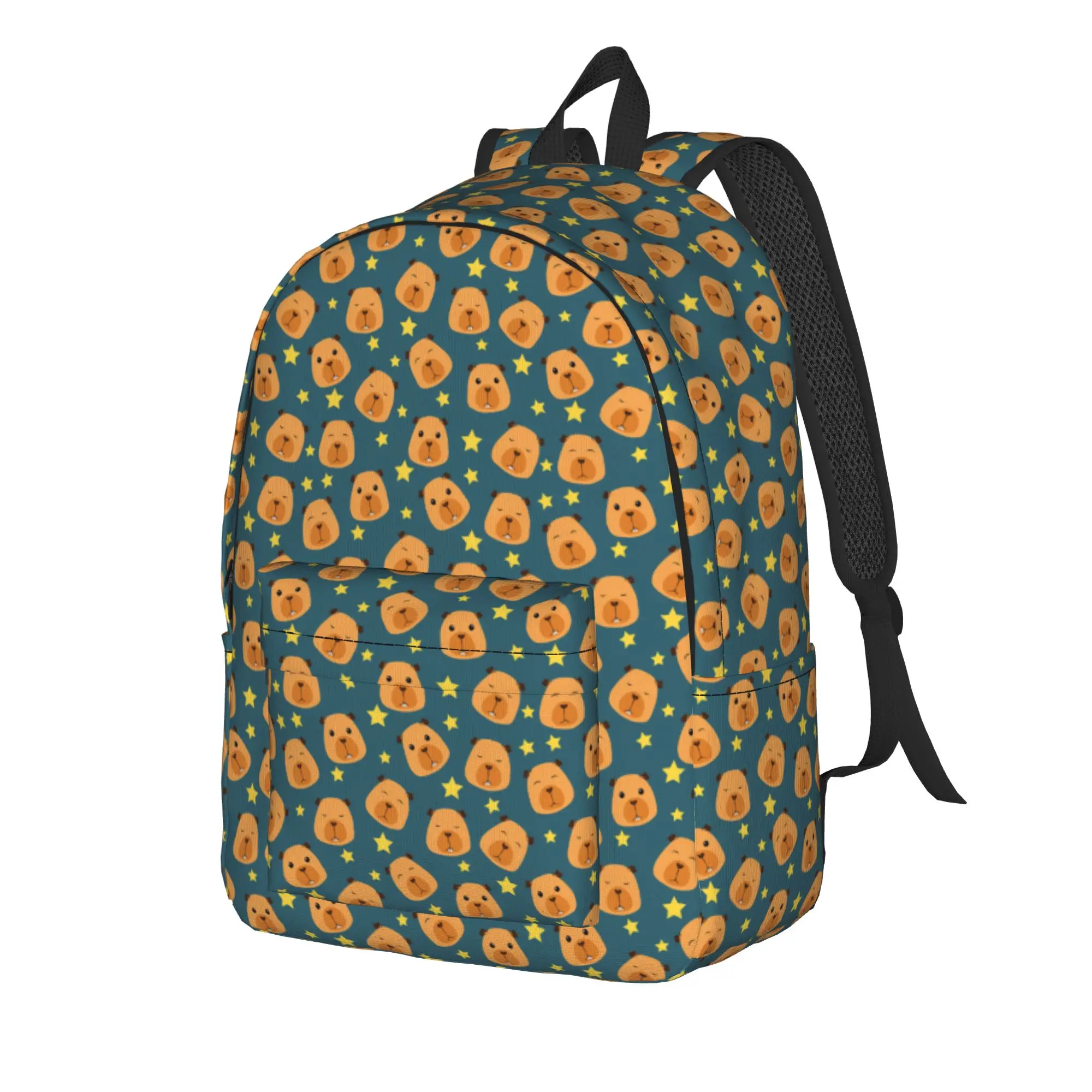 Cute baby capybara muzzle Backpack  Men Polyester Cycling Backpacks Pattern Elegant School Bags Rucksack