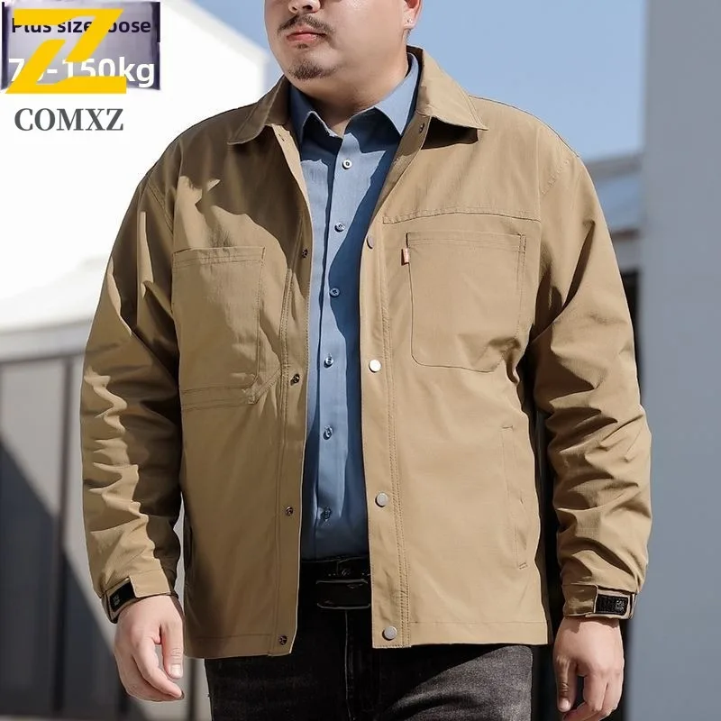 

COMXZ 2025 Men Coat Trendy Jacket Spring Autumn Loose Classic Hong Kong Style Handsome Casual Big Size Stand Collar Jackets