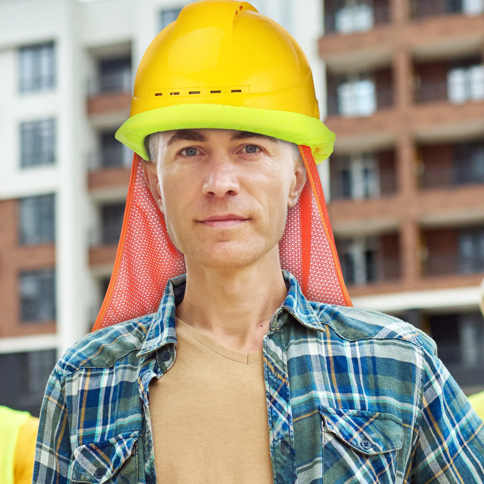 10Pcs Hard Hat Neck Sun Shade Breathable Polyester Reflective Safety Shade for Outdoor Workers Construction