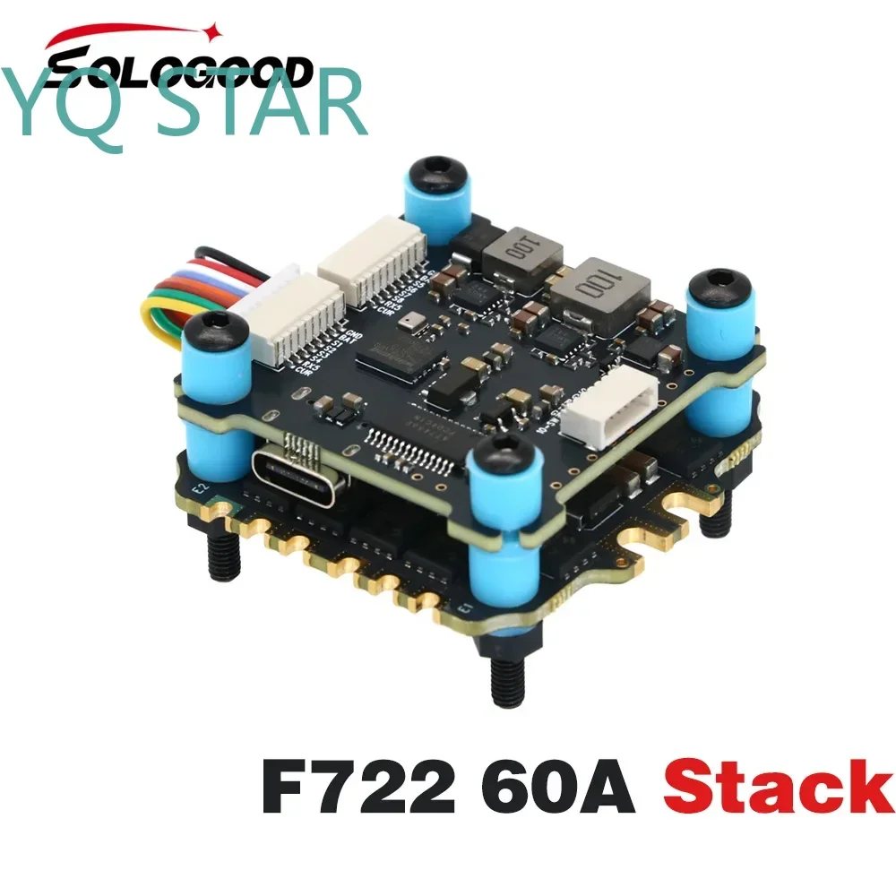 SoloGood F722 60A Stack ICM42688P Flight Controller BLHELI_S 4in1 ESC 30.5x30.5mm for FPV Drone Freestyle Racing Quadcopter
