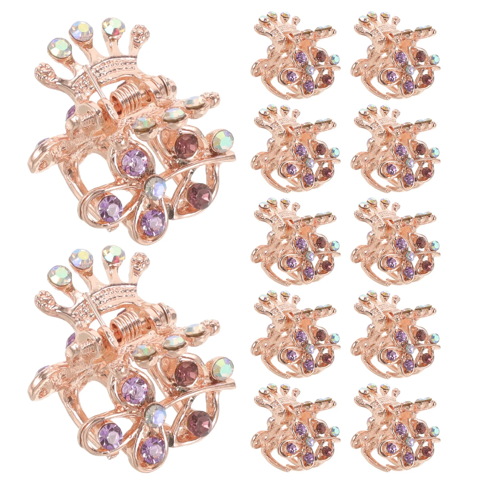 

12 шт. мини-заколок для волос с цветами из страз, металлические зажимы-крабики для женщин, винтажные аксессуары для волос, ретро-заколки-крабики