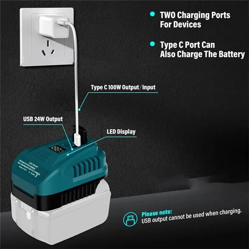 SYW-2-IN-1 Adapter Converter For 18V Lithium Battery 100W USB With LED Display Bi-Directional Adapter For Mak