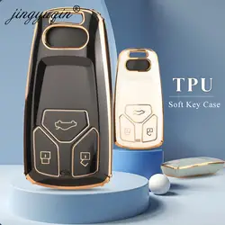 jingyuqin TPU Car Key Case Cover Bag For Audi Q3 A4 A5 Q5 Q7 SQ7 8W S4 S5 TT TTS 8S RS TFSI Keyless Shell Housing Accessories