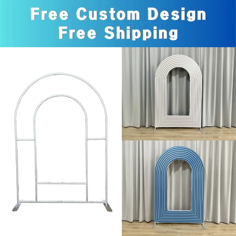 Hollow Arch Backdrop Aluminium Stand with Custom Fabric Cover for Birthday Party, Baby Shower, Wedding Event Decoration