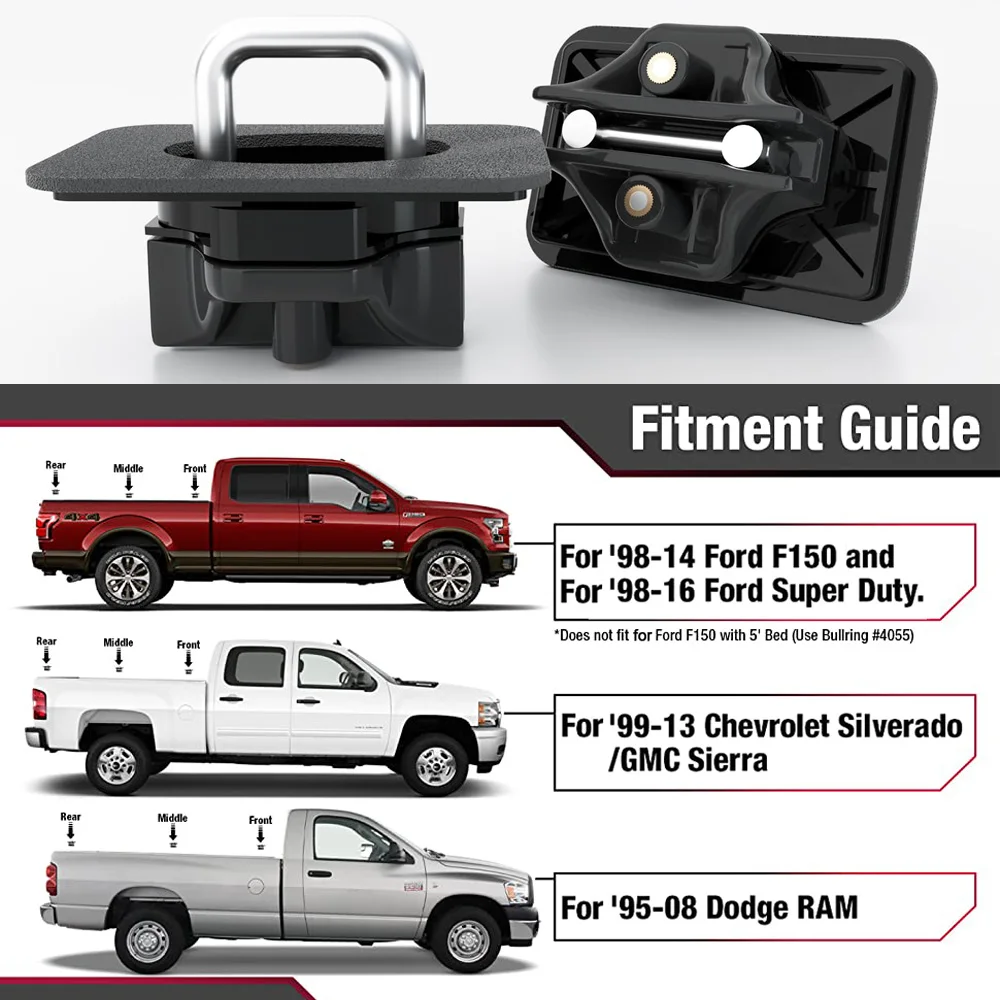 Pickup Truck Trunk Bed Tie Down Anchor Retractable Clip For Ford F150 F250 F350 98-14 For Silverado 99-13 For Dodge RAM 95-08