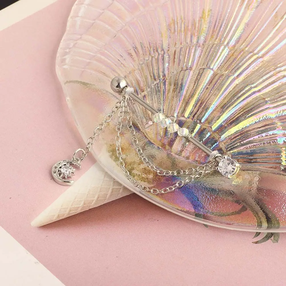 الفتيات هدية الشرير نمط كريستال الحديد أقراط الأذن العظام مربط الغضروف وأقراط طويلة الأذن مربط الصناعية الحديد القرط