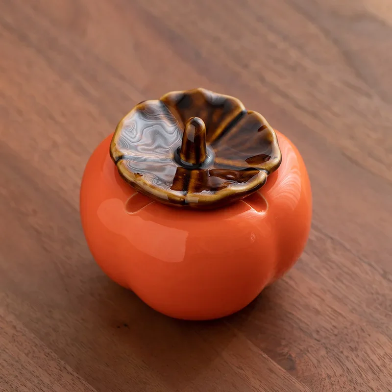 Persimmon Ashtray Ceramic Chinese Retro Creative Personality Home Living Room Office with Cover Fly Proof Gift