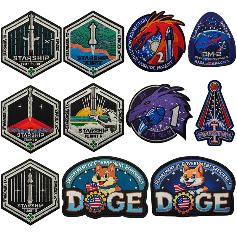 America Department Of Government Efficiency DOGE Patch Authentic Spacex Starship Test Flight Embroidered Patch On Backpack