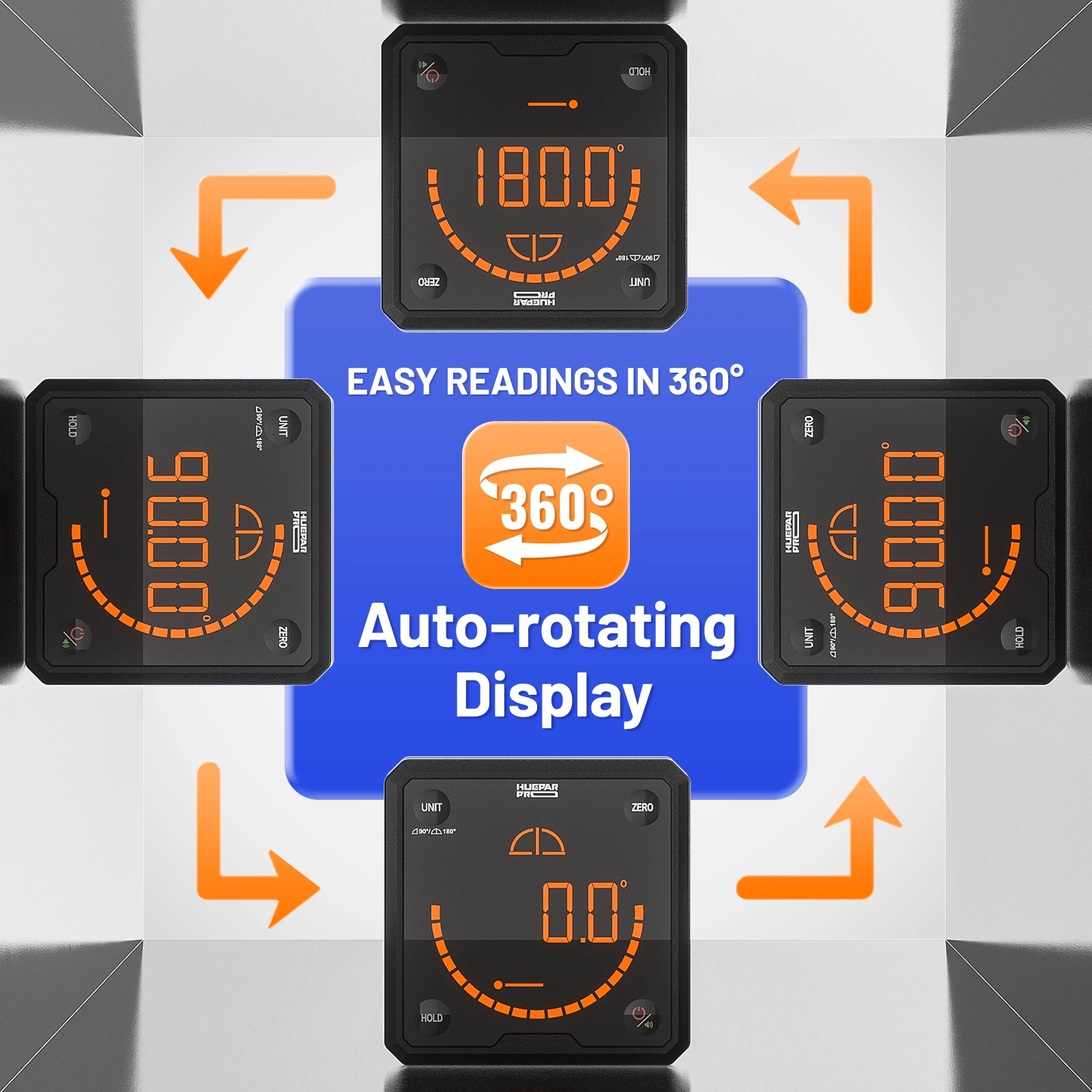 Huepar PRO Angle Finder Pengukur Level Digital Dengan 360 °   Pengukur Putar Otomatis & Basis Magnetik Untuk Pengerjaan Kayu, Mesin DAG01