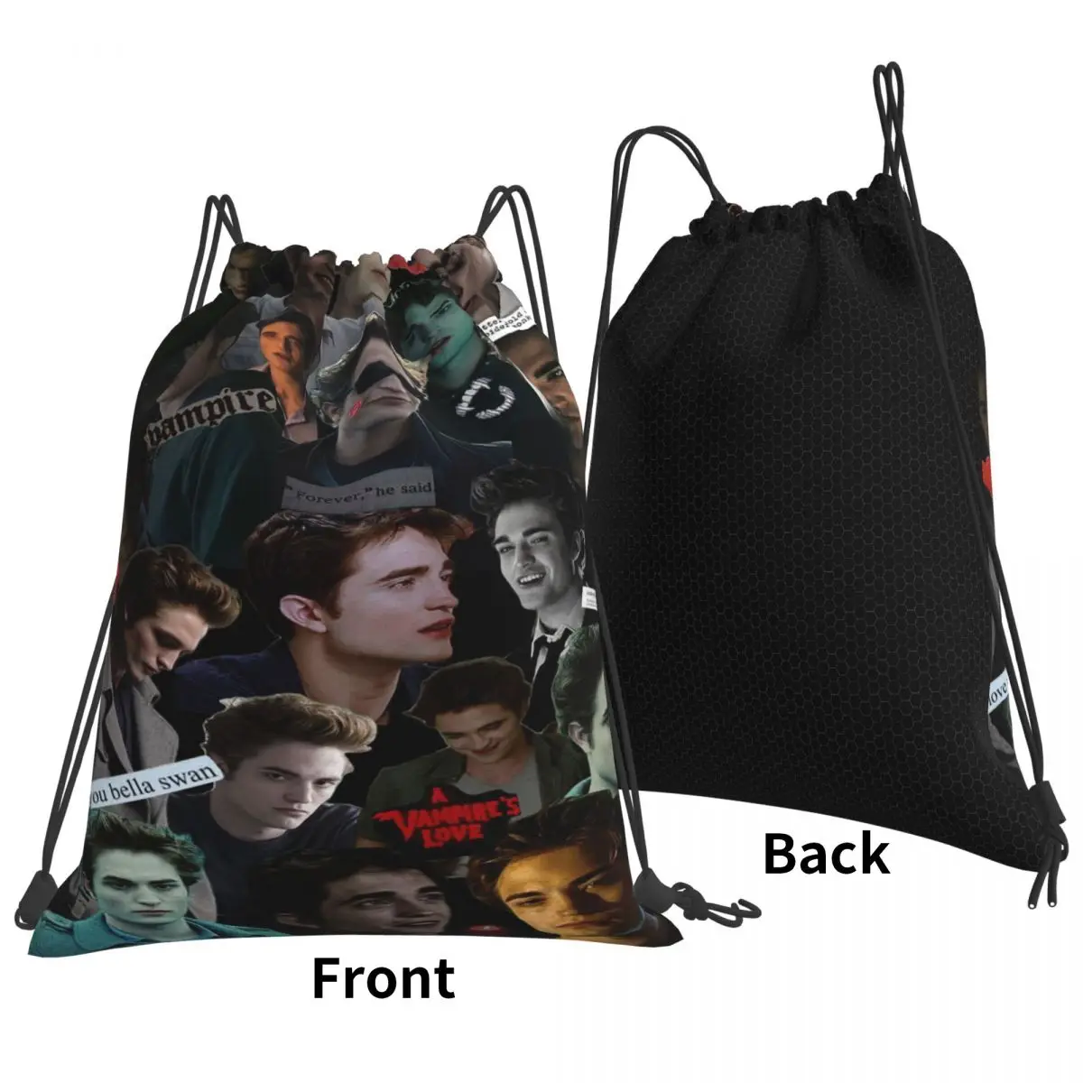 Edward Cullen Twilight Backpacks Multi-function Drawstring Bundle Pocket Sports Bag Book Bags for Travel Students